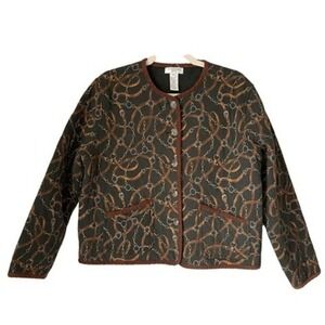 90s Vintage Jones New York Equestrian‎ Chain Bit Print Jacket Riding Style